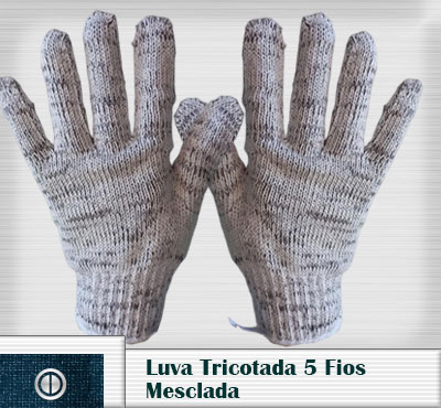 Luva Tricotada 5 Fios Mesclada